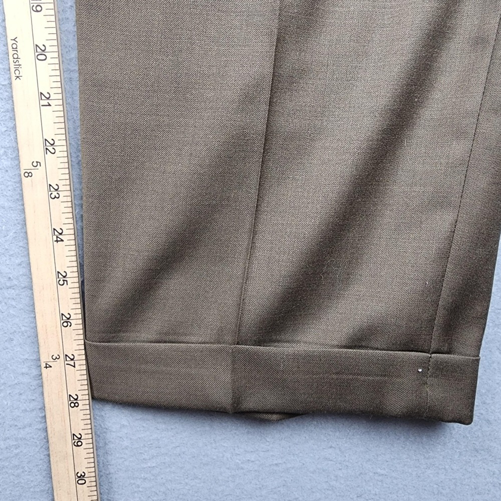 Beecroft & Bull Pants Mens 38 Brown Super 120s Wool Pleated Cuffed Comfort EZE - Picture 8 of 11